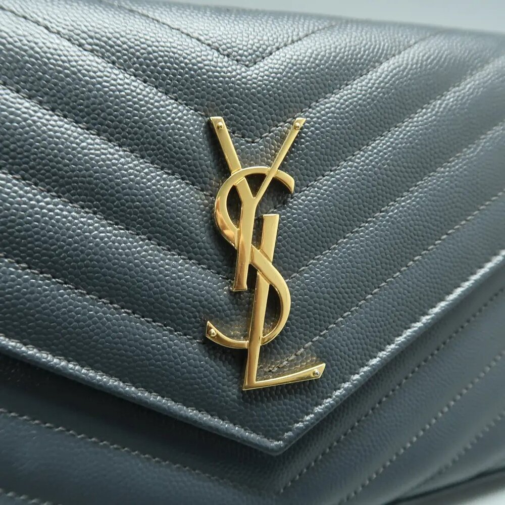 SAINT LAURENT Envelope Grey Leather Shoulder Bag 1108-011625 - Picture 7 of 12